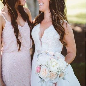 Adrianna Papell ART DECO BEADED BLOUSON GOWN IN BLUSH